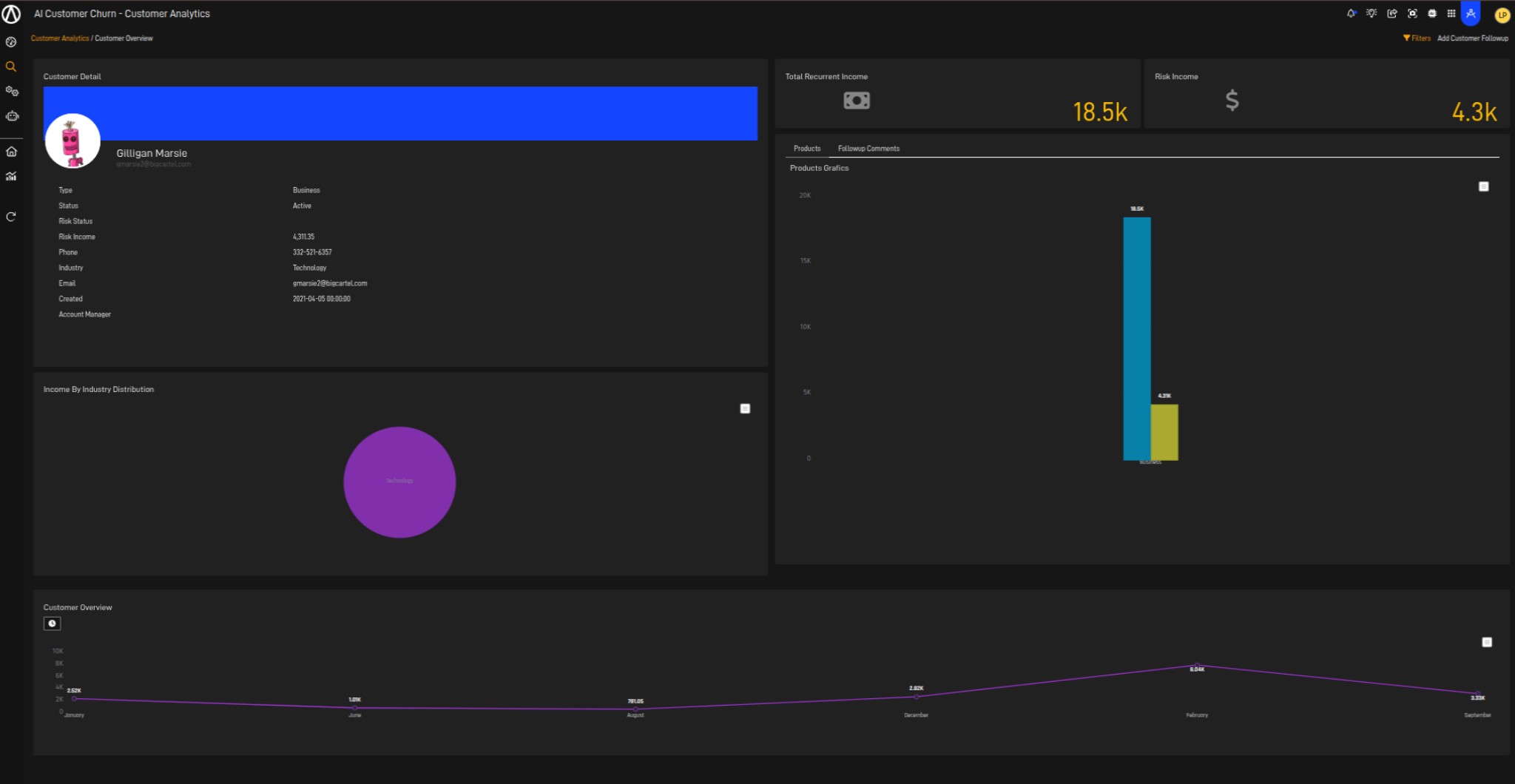 NoCode Customer Churn - Customer Analytics